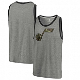 Utah Jazz Fanatics Branded Camo Collection Prestige Tri-Blend Tank Top - Heathered Gray